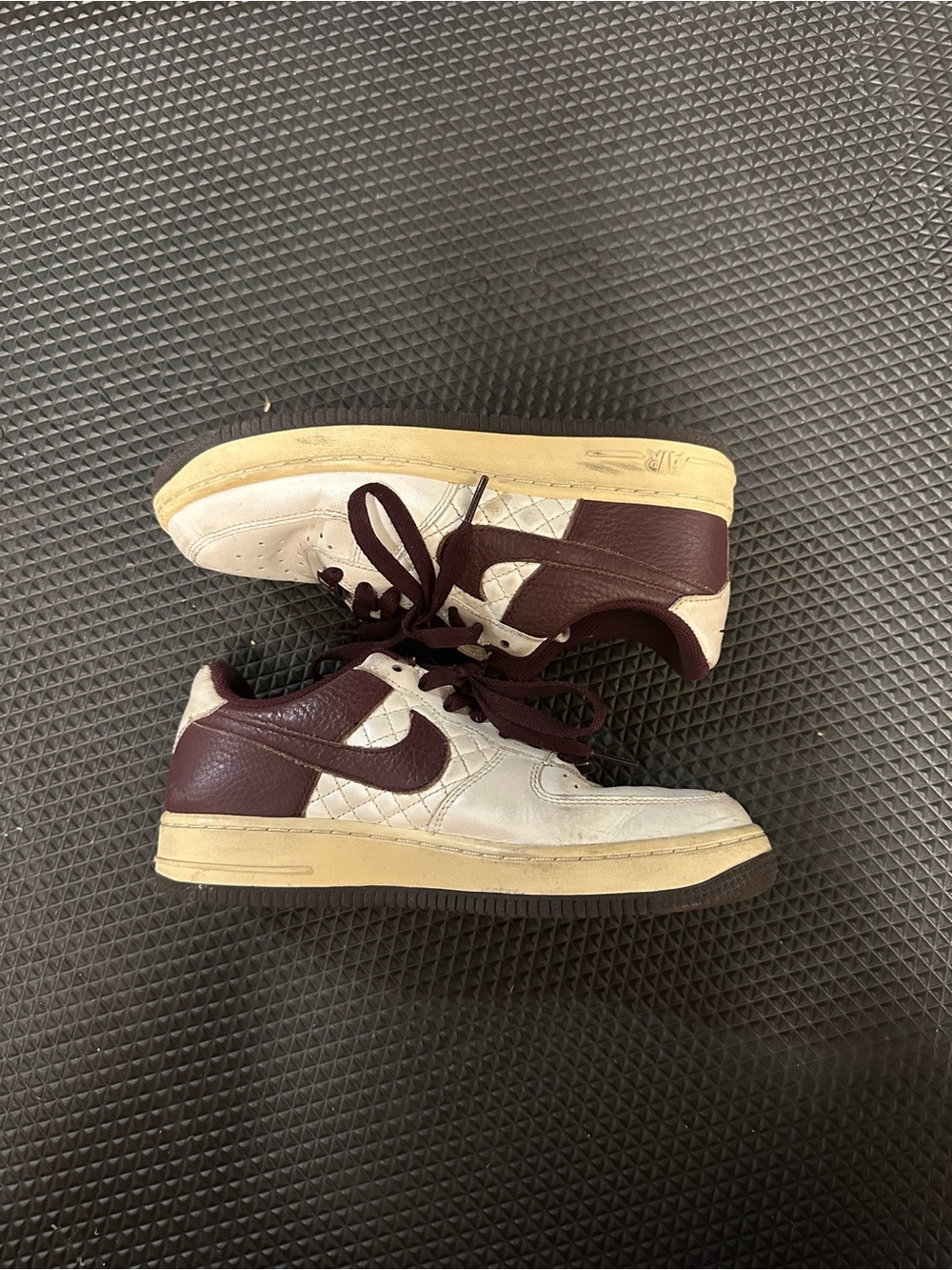 Vintage Nike Air Force 1 Quilted Sneakers in White and Burgundy